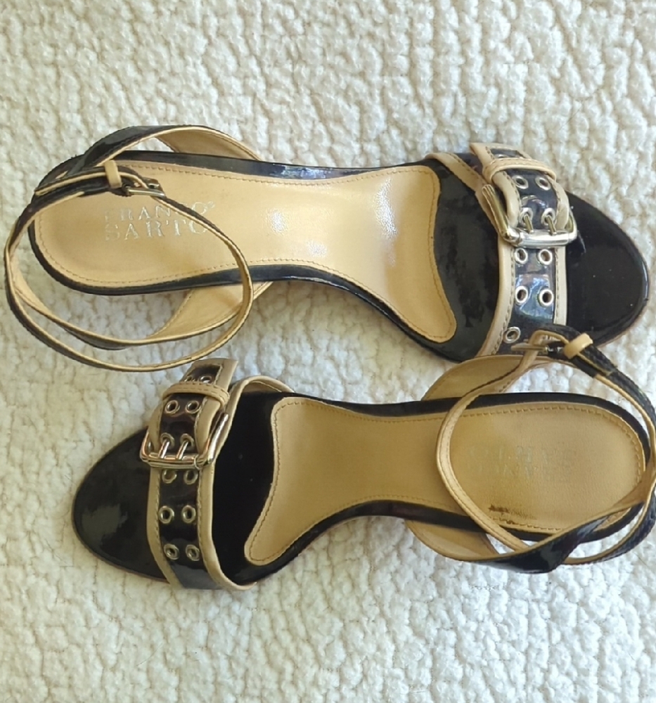 Franco Sarto Black and Tan Sandals